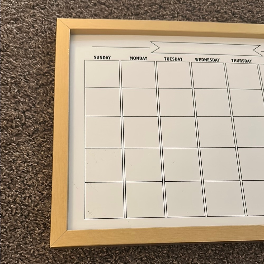 Gold Framed Weekly Planner Calendar White board - Picture 3 of 7
